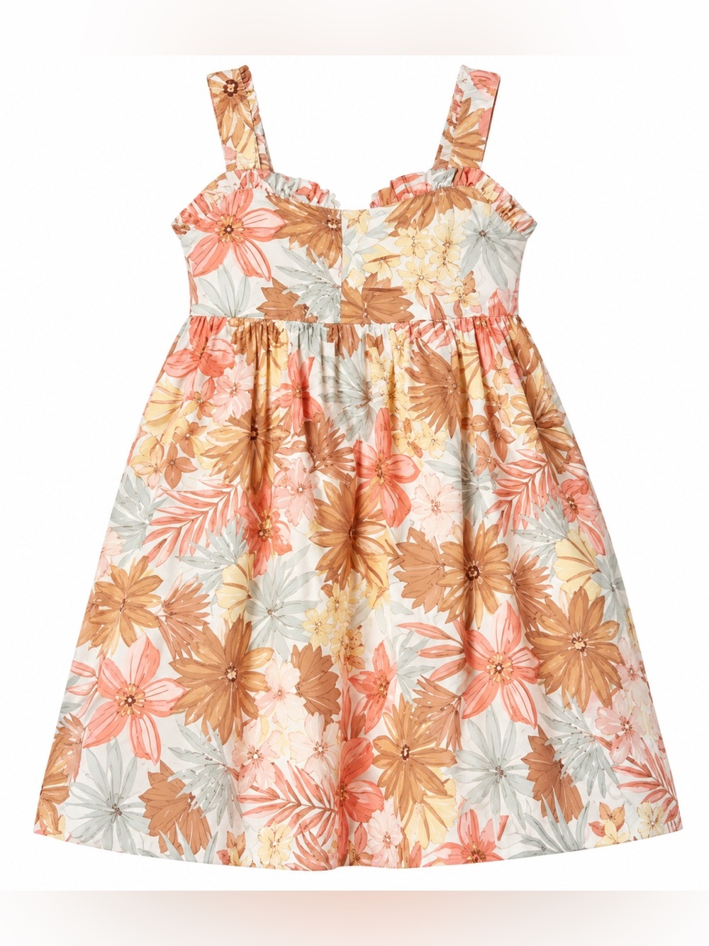 Janie and Jack Floral Sweetheart Sundress Dress Cream Floral Size 5 Tropical